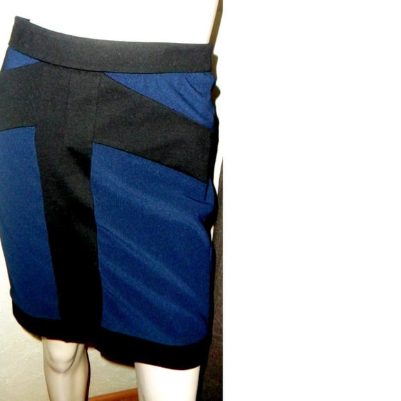 BCBGeneration NWOT Black Blue Knit Pencil Skirt - Picture 6 of 6